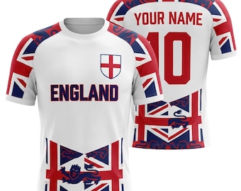 English Football Jersey Custom Name Number, England Soccer Uniform for Fans