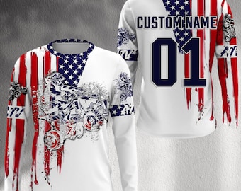 Custom ATV Motocross Jersey: USA Flag, Personalized Racing Shirt