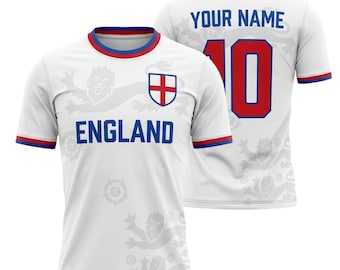 England Soccer Shirt Personalized Name Number, English Team Jersey Gift