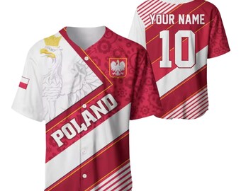 Personalized Poland Baseball Jersey, Custom Name Number, Polish Flag Shirt, Unisex