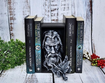 Grey Wizard Book Nook: Fantasy Bookshelf Decor, 3D Print, Gifts for Book Lovers