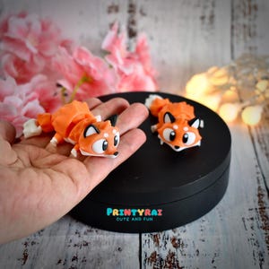 3Dプリントの関節式キツネ - フレキシブルなフィジェットトイ、感覚デスクペット - ストレス解消ギフト、9 cm
