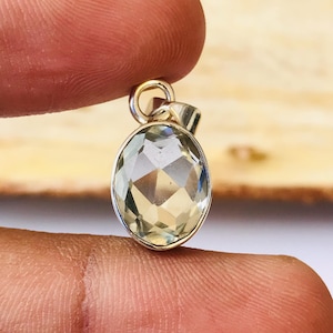 Faceted Green Amethyst Sterling Silver Pendant - 1 Inch