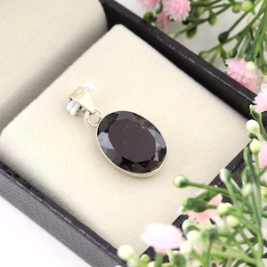 Natural Rhodolite Garnet 92.5 Sterling Silver Pendant // Rhodolite Garnet Gem Silver Jewelry // Anniversary Silver Pendant - 1.10&quot; Inch