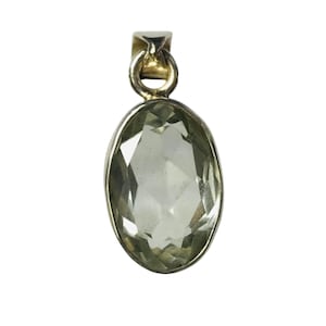Faceted Green Amethyst Sterling Silver Pendant - 1.10&quot; Inch