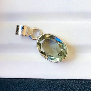 Faceted Green Amethyst Sterling Silver Pendant - 1 Inch