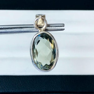 Faceted Green Amethyst Sterling Silver Pendant - 1 Inch