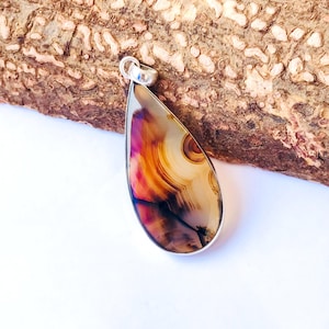 Natural Yellow Hakik 92.5 Sterling Silver Pendant ! 92.5 Sterling Silver Pendant ! Natural Yellow Hakik Boho Silver Pendant - 2.40&quot; Inch