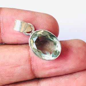 Faceted Green Amethyst Sterling Silver Pendant - 1 Inch