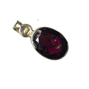 Natural Rhodolite Garnet 92.5 Sterling Silver Pendant // Rhodolite Garnet Gem Silver Jewelry // Anniversary Silver Pendant - 1&quot; Inch