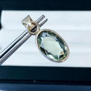 Faceted Green Amethyst Sterling Silver Pendant - 1 Inch