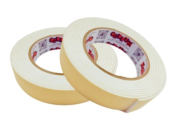 White Double-Sided Foam Tape, Strong Adhesive, DIY Crafting Set (2 Rolls)