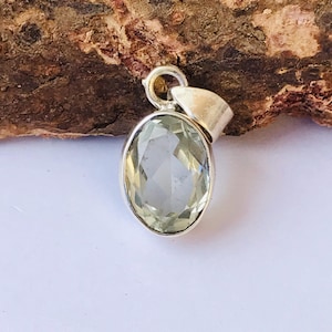 Faceted Green Amethyst Sterling Silver Pendant - 1 Inch