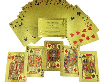 Gold Plated Playing Cards: 54-Card Waterproof Poker Deck