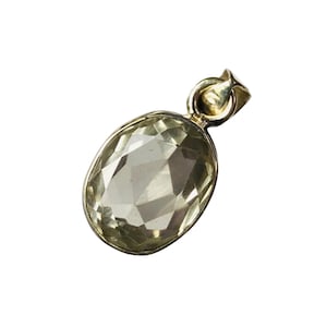 Faceted Green Amethyst Sterling Silver Pendant - 1 Inch