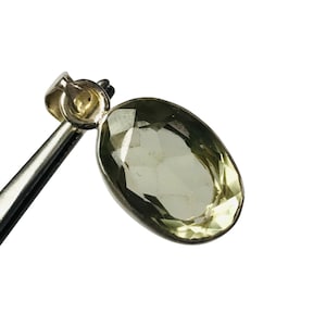 Faceted Green Amethyst Sterling Silver Pendant - 1 Inch