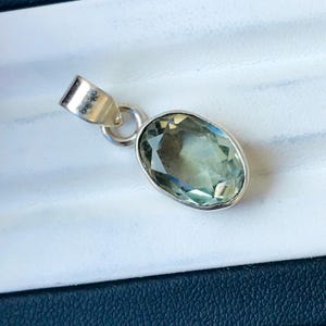 Faceted Green Amethyst Sterling Silver Pendant - 1 Inch