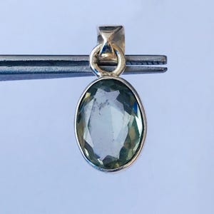 Faceted Green Amethyst Sterling Silver Pendant - 1 Inch