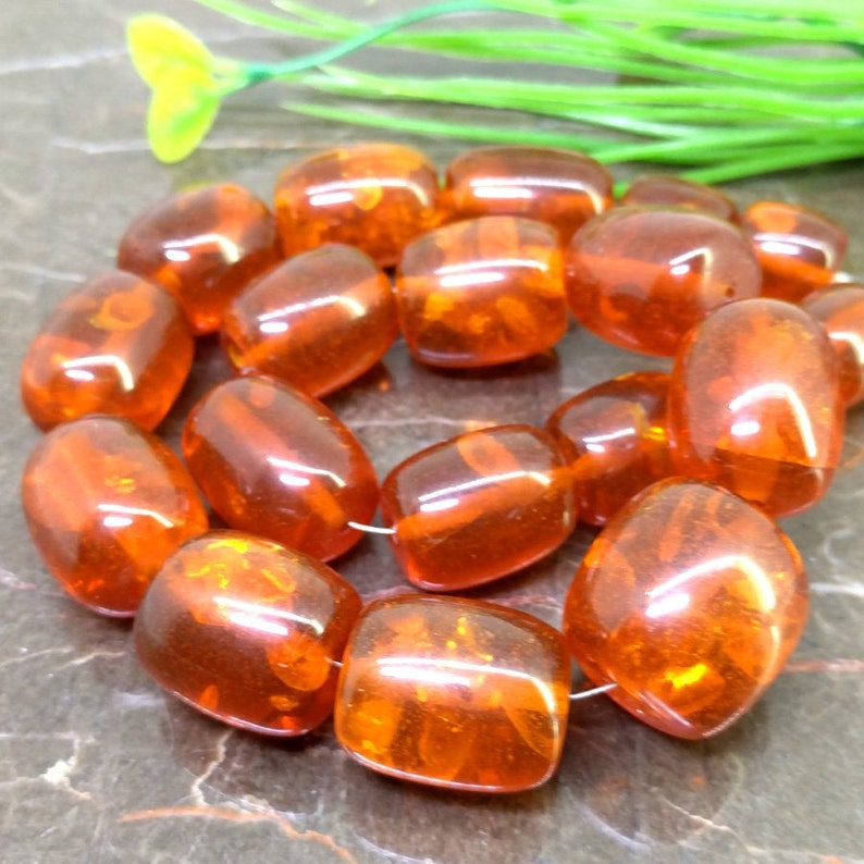 Natural Amber 12-20mm Smooth Barrel Gemstone Beads Approx 20 pieces on 12 Inch long strand JBC-ET-BAMB001