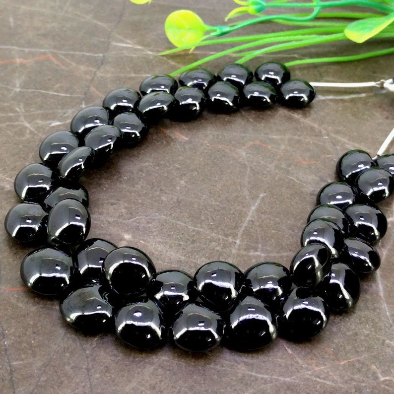 Natural Black Spinel 10-12mm Smooth Heart Briolette Beads Approx 40 pieces on 8 Inch long strand JBC-ET-148809