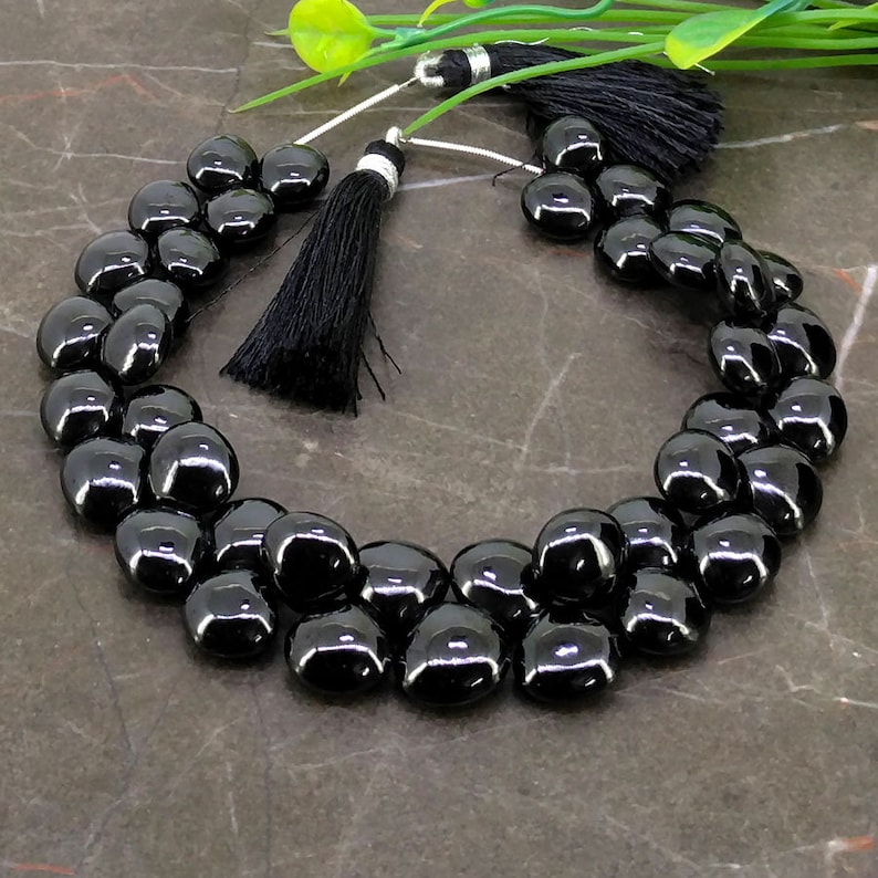 Natural Black Spinel 10-12mm Smooth Heart Briolette Beads Approx 40 pieces on 8 Inch long strand JBC-ET-148809