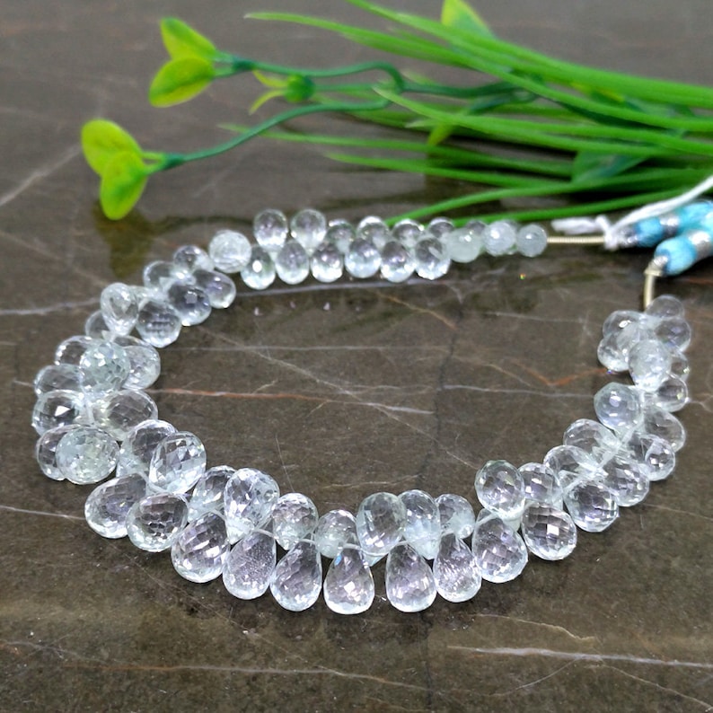 Natural Natural Blue Topaz 7-11mm Faceted Drops Briolette Beads Approx 78 pieces on 8 Inch long strand JBC-ET-140211