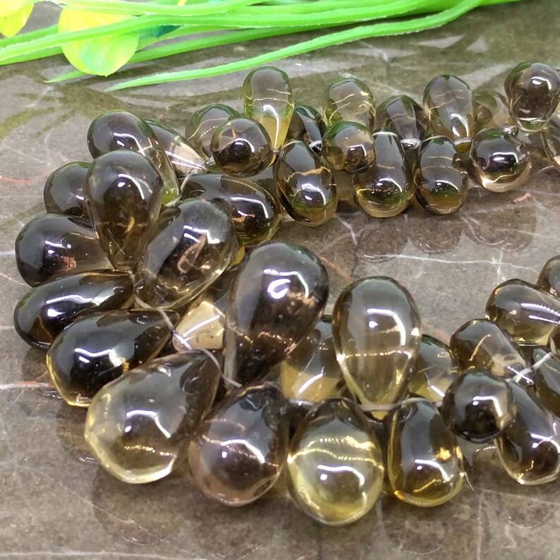 Natural Smoky Quartz 10-21mm Smooth Drops Briolette Beads Approx 56 pieces on 8 Inch long strand JBC-ET-148764