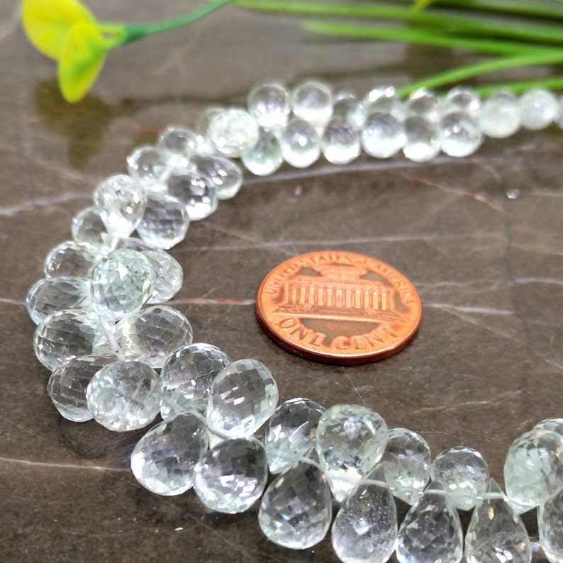 Natural Natural Blue Topaz 7-11mm Faceted Drops Briolette Beads Approx 78 pieces on 8 Inch long strand JBC-ET-140211