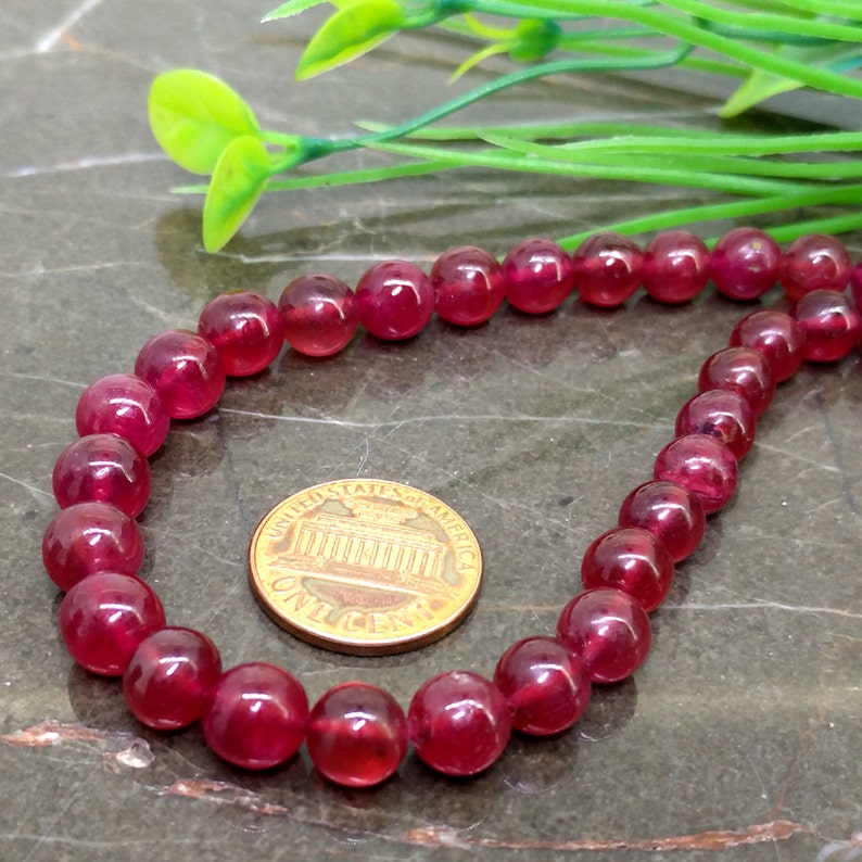 Natural Ruby 58mm Smooth Round Gemstone Beads / Approx 66 Etsy