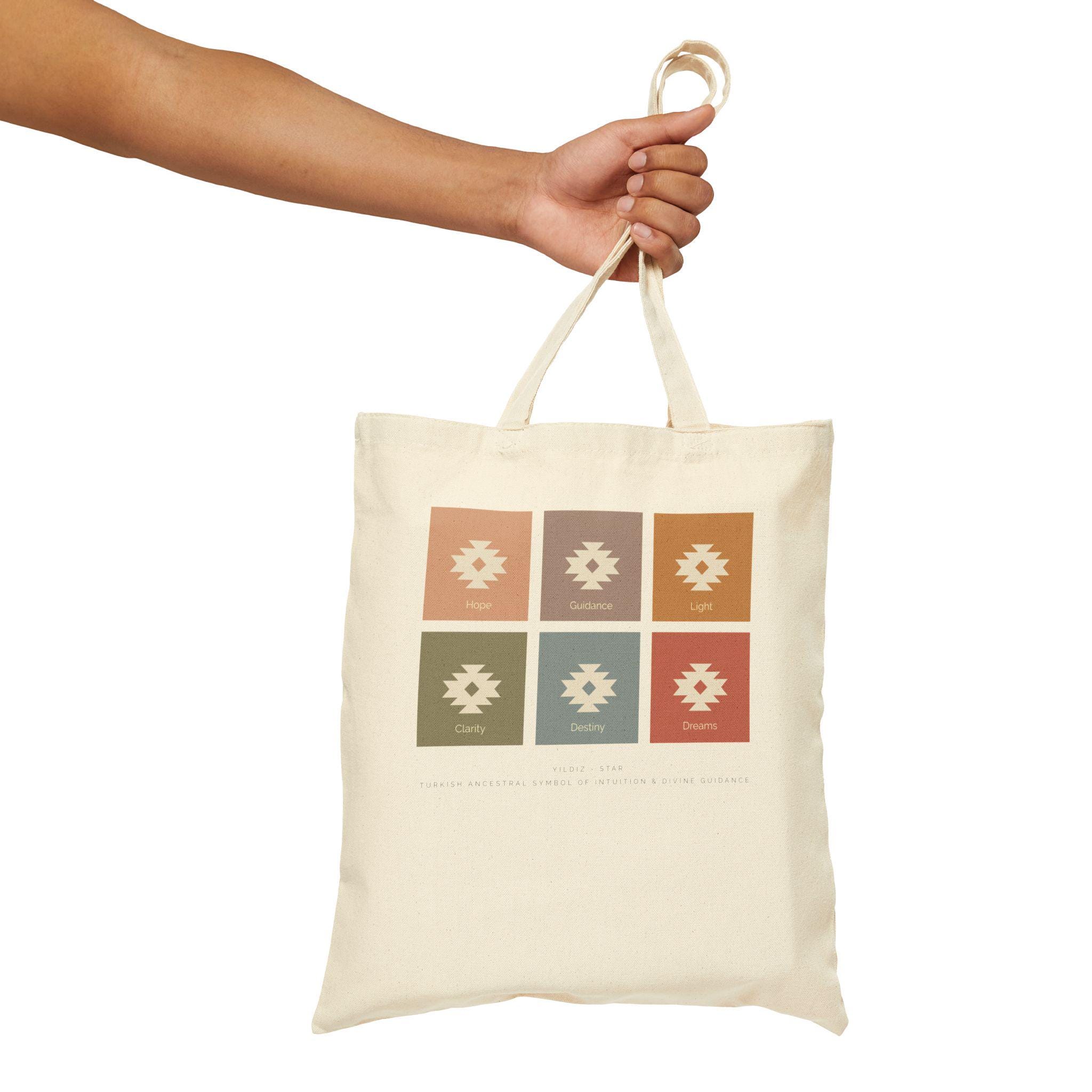 Spiritual Symbol Cotton Canvas Tote Bag | Reusable Shopping Bag 