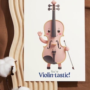 Music Violin Printable Birthday Card, Greeting Card, Downloadable Card, Happy Birthday Card, 5x7 and 4x6 Foldable Card, Blank Card