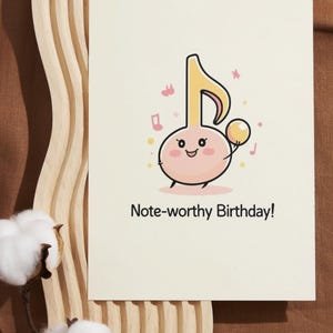 Music Note Printable Birthday Card, Greeting Card, Downloadable Card, Happy Birthday Card, 5x7 and 4x6 Foldable Card, Blank Card
