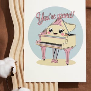 Music Grand Piano Printable Birthday Card, Greeting Card, Downloadable Card, Happy Birthday Card, 5x7 and 4x6 Foldable Card, Blank Card