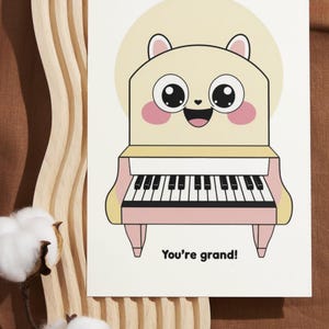 Music Piano Printable Birthday Card, Greeting Card, Downloadable Card, Happy Birthday Card, 5x7 and 4x6 Foldable Card, Blank Card
