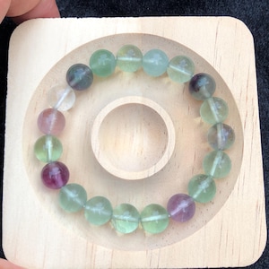 Natural Stretchable 10mm And 12 mm Fluorite Bead Bracelet – Elastic Crystal Healing Jewelry, One-Size-Fits-All