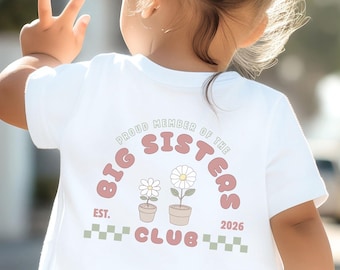 Personalized Big Sister Shirt Name & Year, New Sister Gift Girl, Custom Big Sister Announcement, Cute Sibling Tee, Pregnancy Reveal Shirt