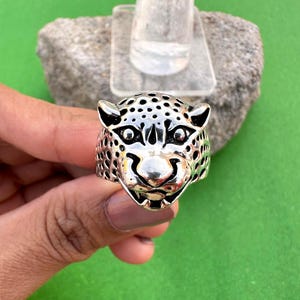 Anillo de guepardo, hermoso anillo de leopardo, anillo de amante de la caricatura, anillo de plata esterlina 925, anillo oxidado hecho a mano, regalo para él, anillo de hombre