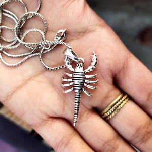 Sterling Silver Scorpion Pendant Necklace - Zodiac Jewelry Gift