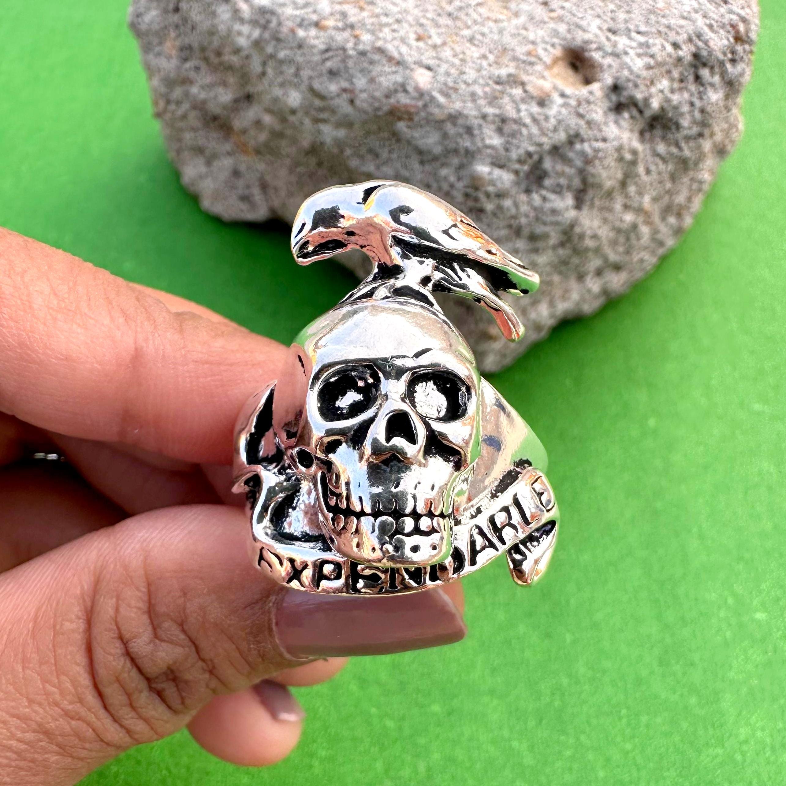 The Expendable Skull Ring, Beautiful Skull with Bird on head Ring, 925 sterling silver Ring, handmade Ring, Gift for him, men ring
