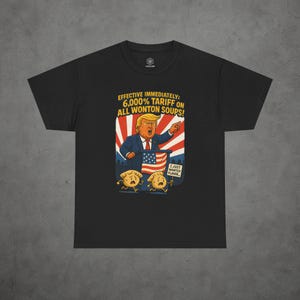 Grappige wontonsoep tarief shirt politieke cartoon satire T-shirt met huilende knoedels voedsel humor graphic tee voor liefhebbers van meme
