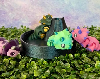 3d Printed Triceratops Dinosaur Dino Articulated Flexi Fidget Layers in Green