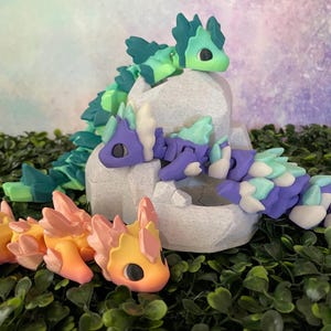 Baby RubiKuro 3d Printed Dragon Articulated Flexi Fidget Layers in Green NEW