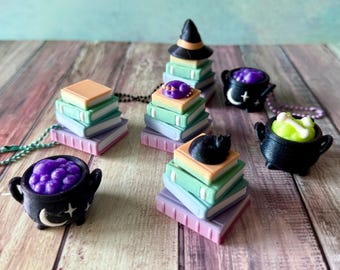 3D Printed Rainbow Enchanted Library Fidget Clickers - Cat, Dragon, Hat, Cauldrons