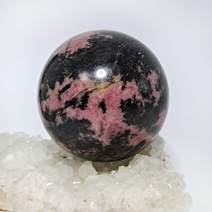 Rhodonite Sphere 71 mm Big and Beautiful image 1