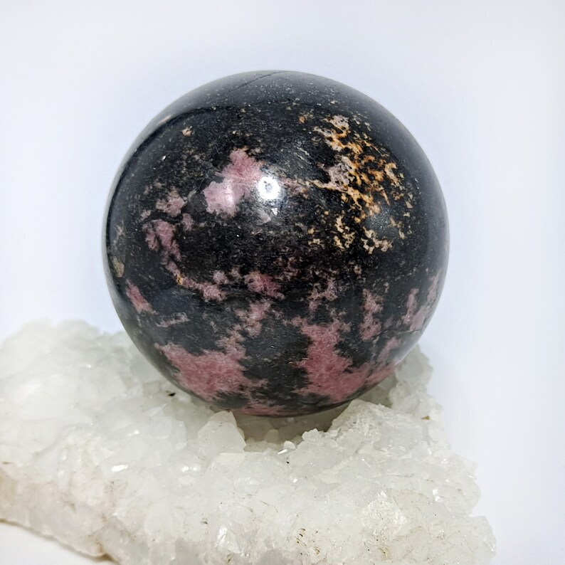 Rhodonite Sphere 71 mm Big and Beautiful image 5