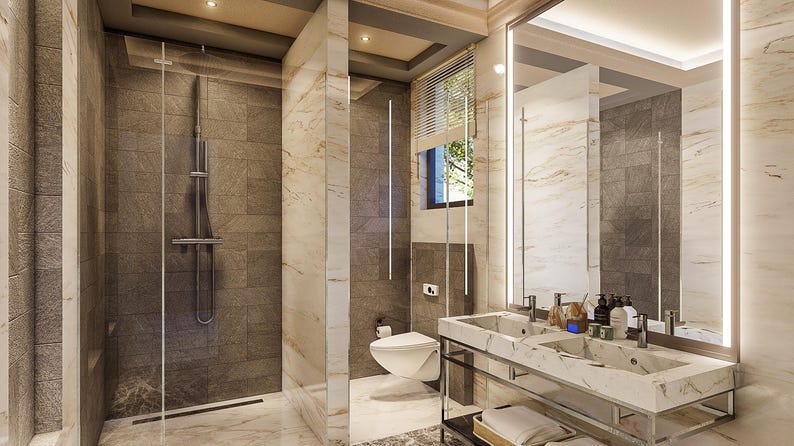 Custom 3D Bathroom Interior Design Rendering | Photorealistic Remodel ...