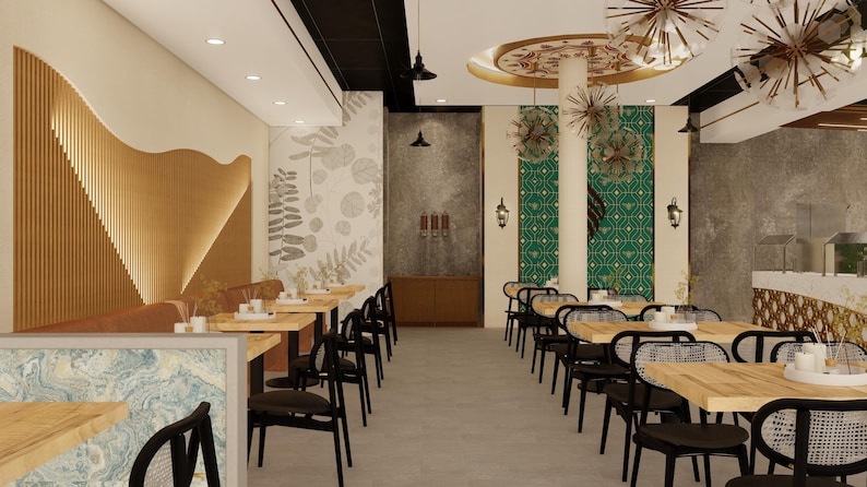 Custom 3D Restaurant Interior Design Rendering | Commercial Space ...