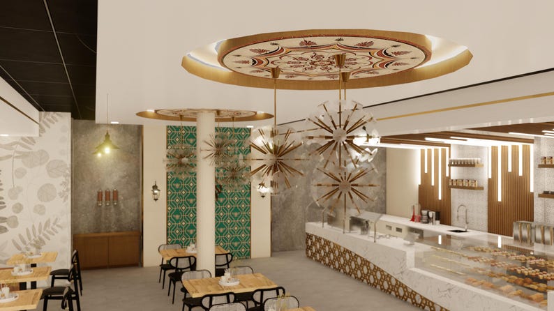 Custom 3D Restaurant Interior Design Rendering | Commercial Space ...