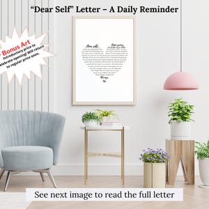 Carta de "Querido Yo" - Arte de pared imprimible de amor propio / Frase sobre salud mental / Descarga instantánea + Carta de regalo para mi esposo