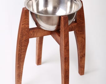 Elevated Dog Bowl Stand: Handmade Solid Alder Wood Farmhouse Feeder